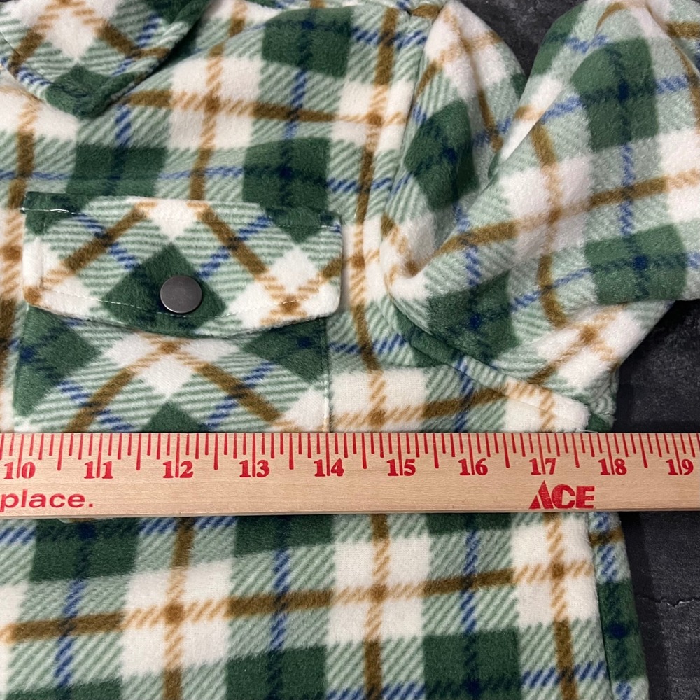 Eddie Bauer Fleece Shirt Jacket Kids M 10/12 Green Plaid Sherpa Lined Rugged - Picture 4 of 6